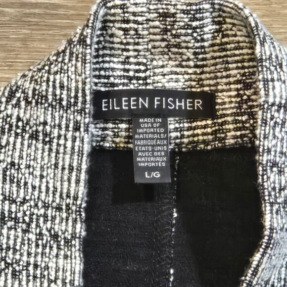 Eileen Fisher Cardigan Womens Large Marled Organic Cotton Kimono Sweater Gray - Picture 2 of 7
